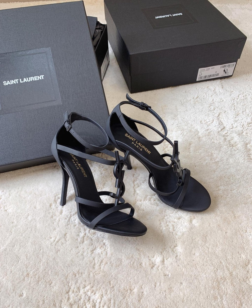 Saint Laurent BLACK ‘Cassandra’ Heeled Sandals