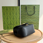 Gucci GG Marmont Mini Shoulder Bag Matelasse Chevron Black.