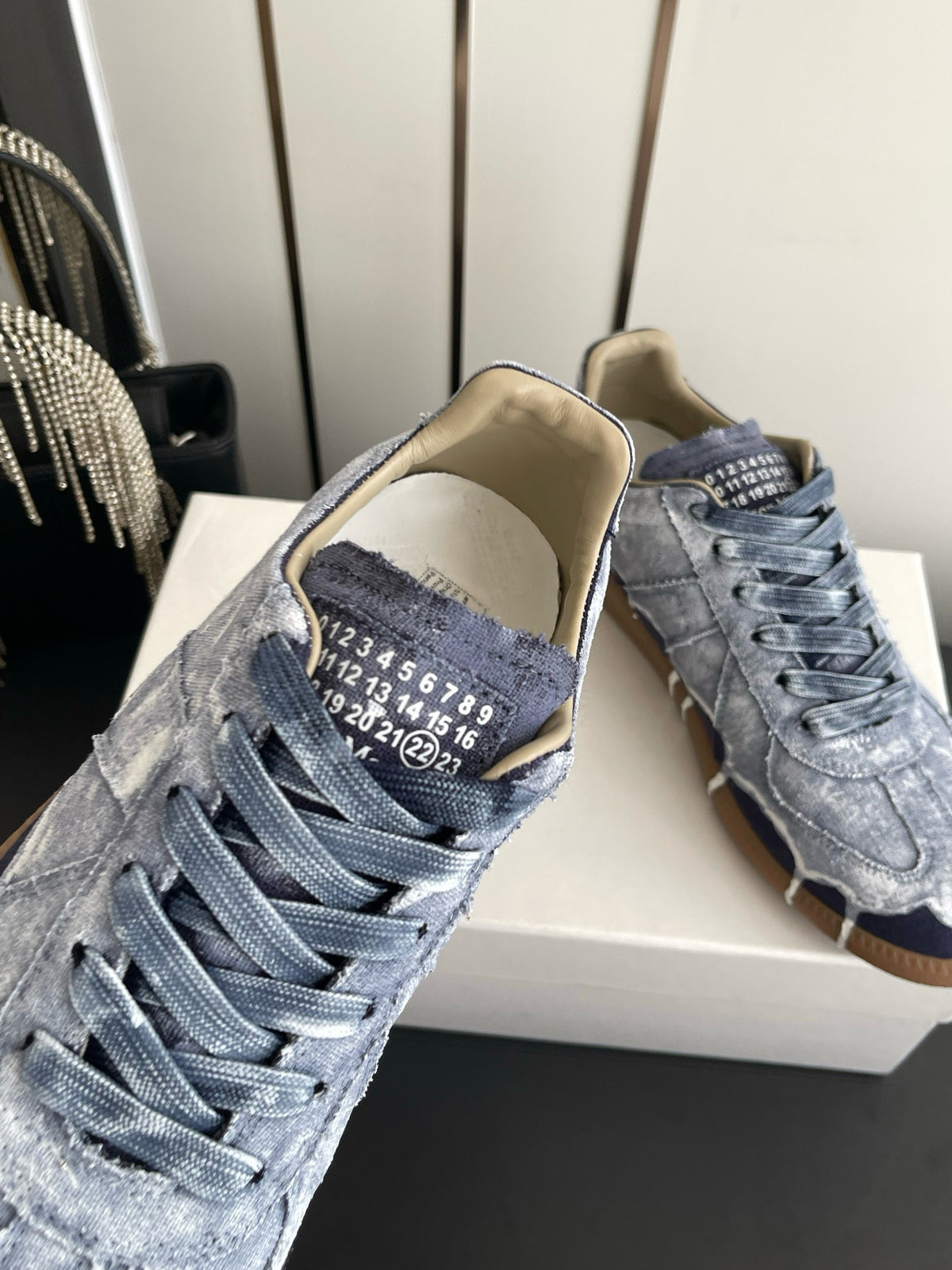 Maison Margiela Replica Low "Hand Painted Navy Canvas/Denim