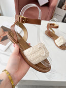 CELINE LYMPIA SANDAL in TRIOMPHE MACCRAMÉ COTTON & CALFSKIN (Pronta entrega)