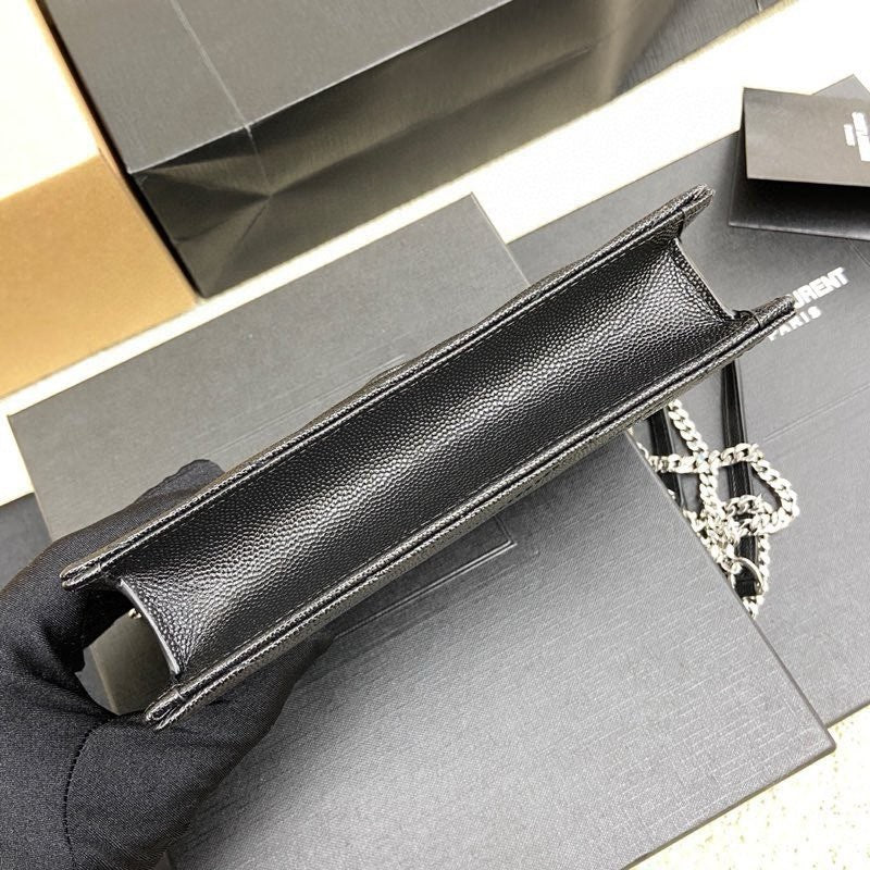 Saint Laurent Shoulder Bag Preta Ferragens Prata