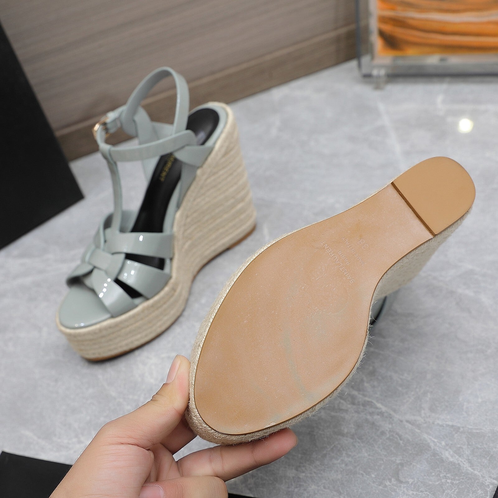 Saint Laurent Espadrille Tribute green water