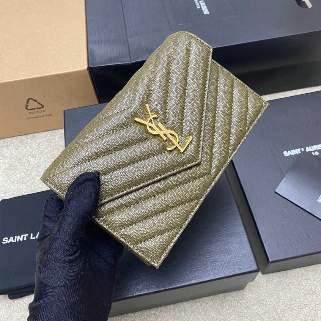 Saint Laurent Shoulder Bag Green Ferragens Douradas