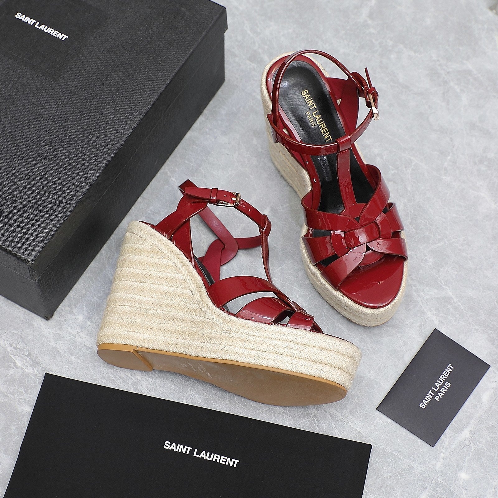 Saint Laurent Espadrille Tribute dark red