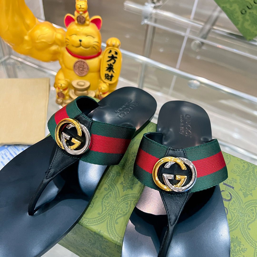 GUCCI Red & Green Kika Thong Sandals ( FEMININO) ( Pronta entrega)