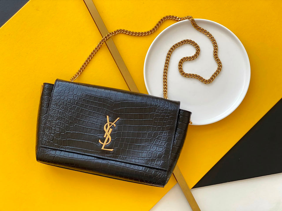 Saint Laurent Kate Reversible Shoulder Bag Croco