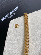 Saint Laurent Shoulder Bag White Ferragens Douradas