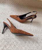 Saint Laurent Scarpin Slingback Babylone Breteuil Camurça 7,5 cm