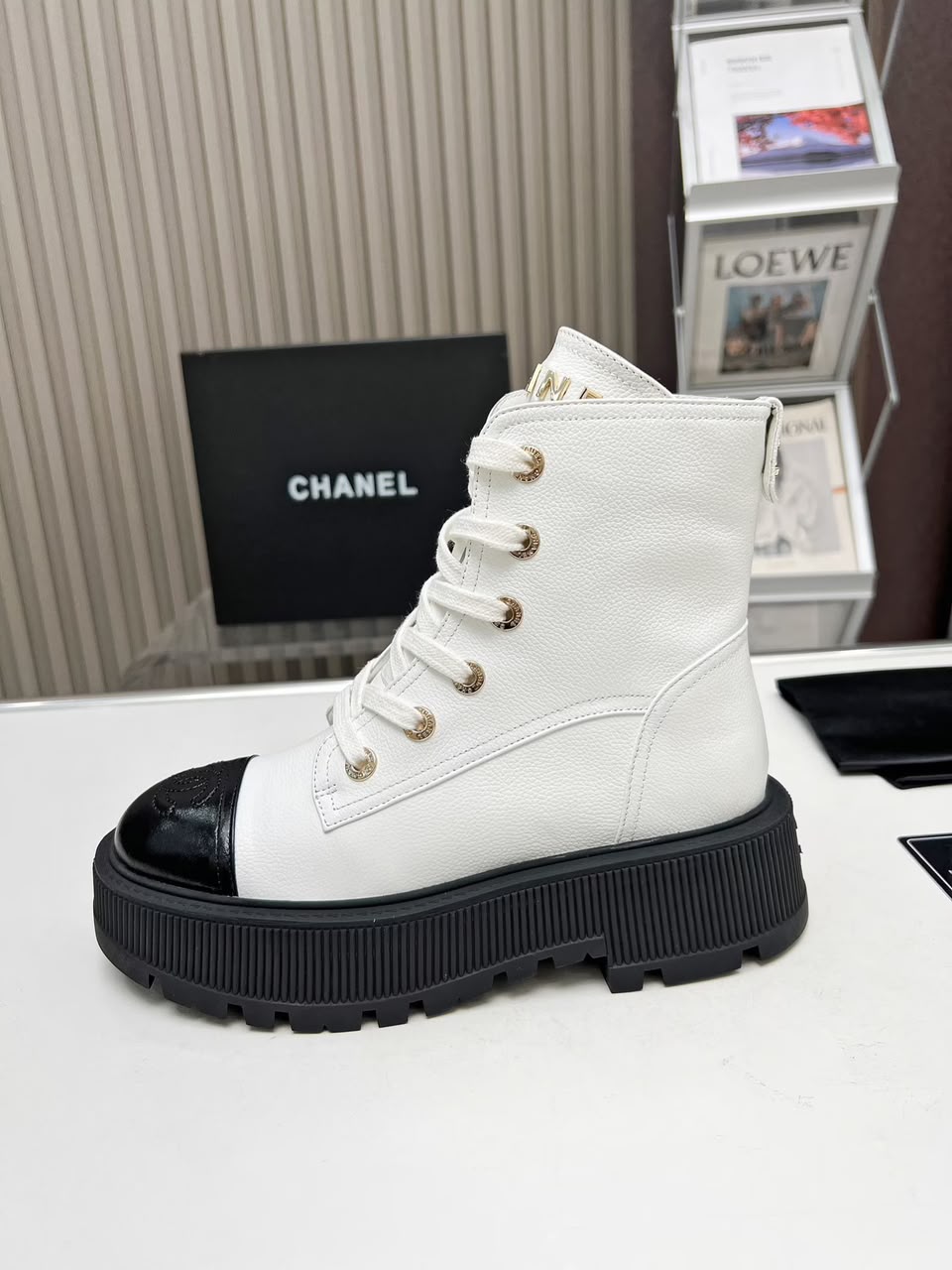 Chanel Combat Boot White / Black