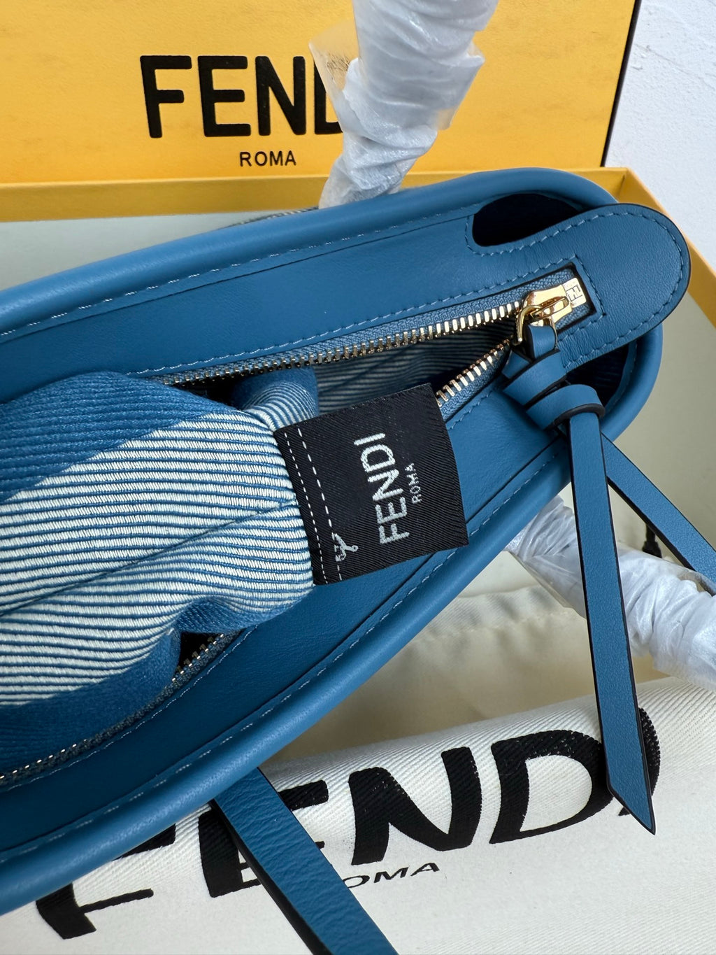 Fendi Roll Tote Mini FF Blue