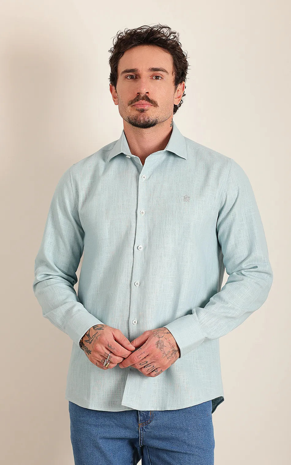 Camisa Ml Comfort Azul Aço Claro (Pronta Entrega)