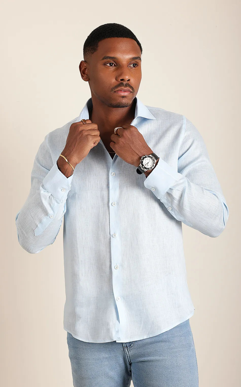 Camisa Ml Comfort Azul Céu Suave (Pronta Entrega)