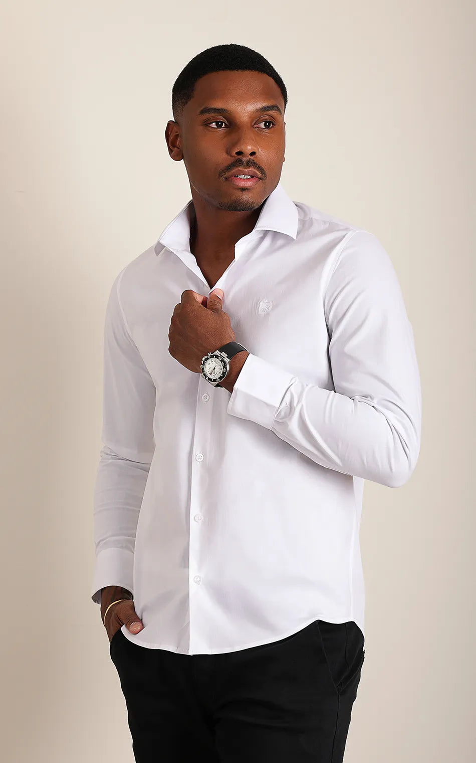 Camisa Ml Slim Branca (Pronta Entrega)
