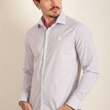 Camisa Ml Slim Branco Marrom (Pronta Entrega)