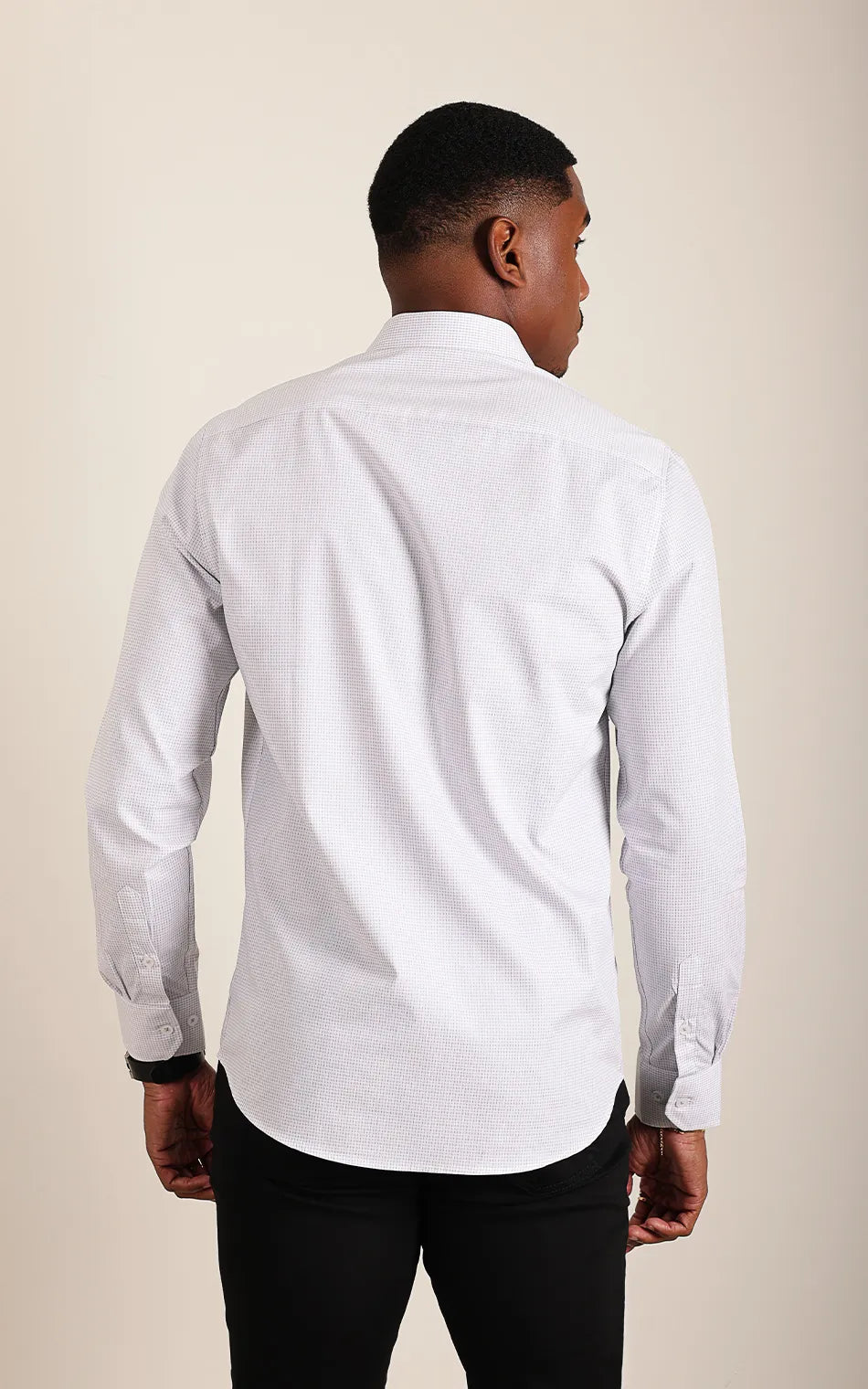 Camisa Ml Slim Branco Xadrez (Pronta Entrega)