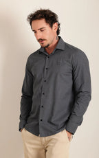 Camisa Ml Slim Grey Graphite (Pronta Entrega)