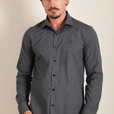 Camisa Ml Slim Grey Graphite (Pronta Entrega)