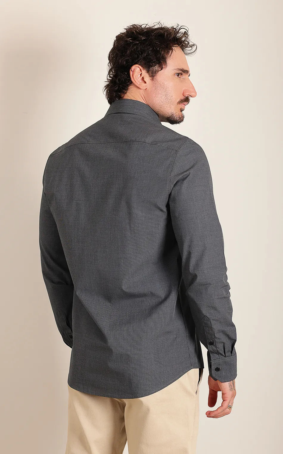 Camisa Ml Slim Grey Graphite (Pronta Entrega)