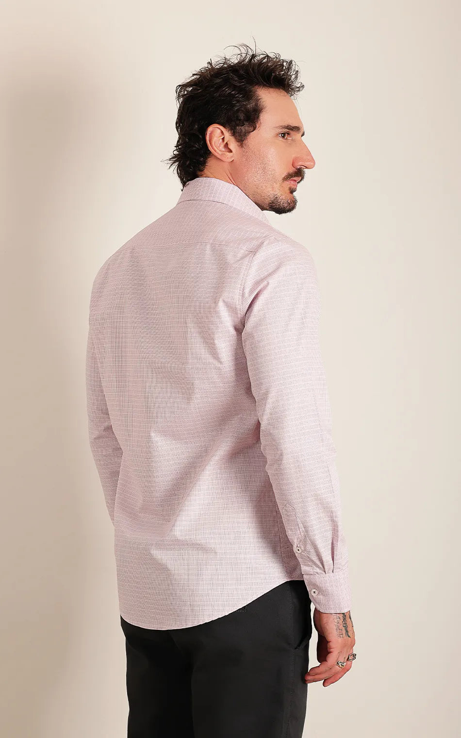 Camisa Ml Slim Rosé Xadrez (Pronta Entrega)