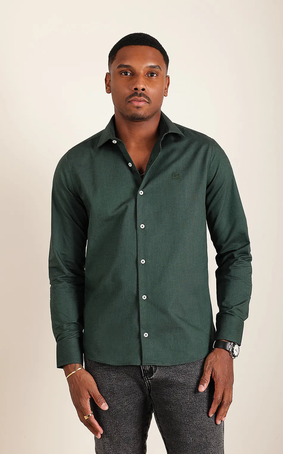 Camisa Ml Slim Verde Musgo (Pronta Entrega)