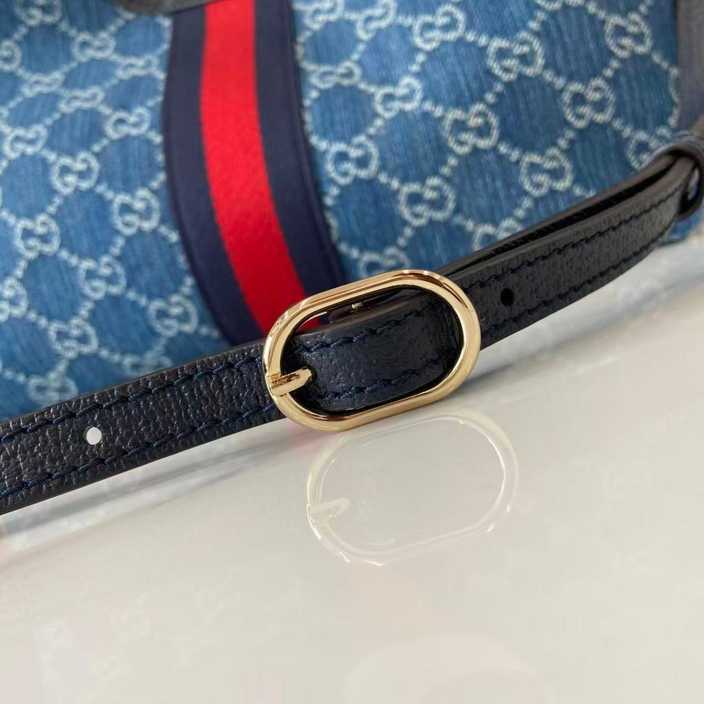Gucci Giglio Large Tote Bag Blue Denim