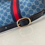 Gucci Giglio Large Tote Bag Blue Denim