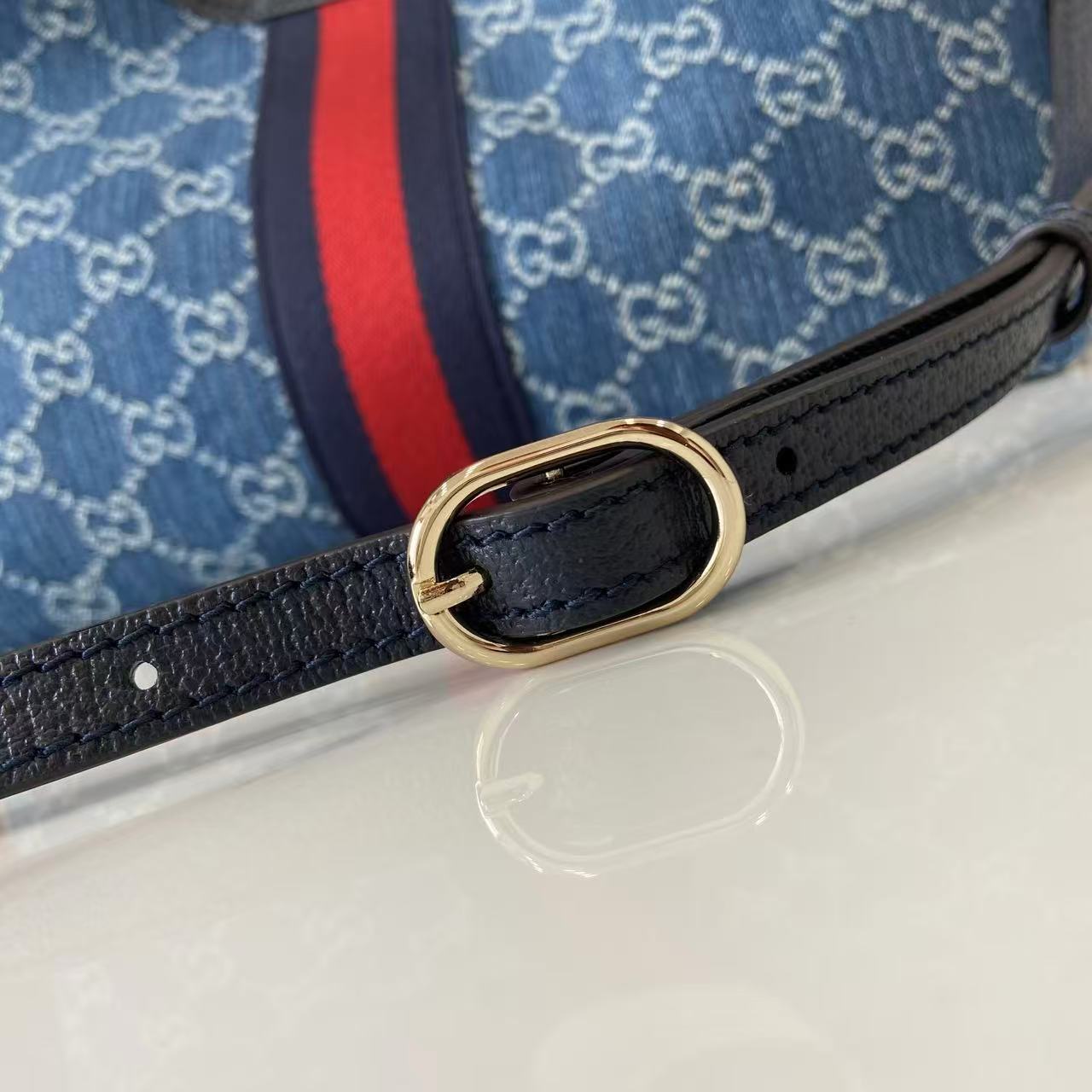 Gucci Giglio Large Tote Bag Blue Denim