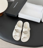 CHANEL Quilted Dad Sandal  Off-White.