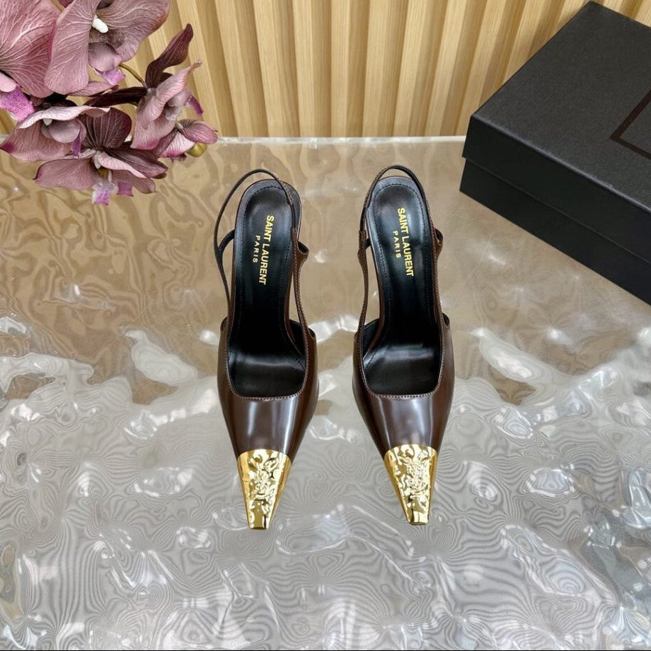 Saint Laurent Scarpin Slingback Jeanne  Brown