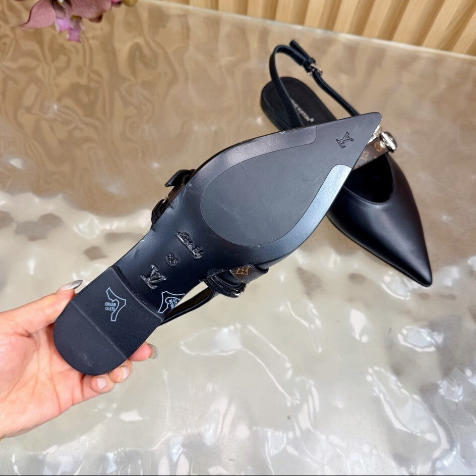 Louis Vuitton Vibe Slingback Flat Ballerina Black