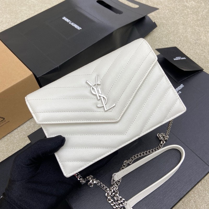 Saint Laurent Shoulder Bag White Ferragens Prata