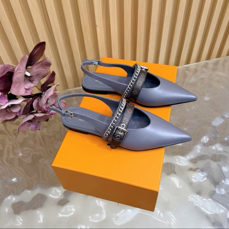 Louis Vuitton Vibe Slingback Flat Ballerina Gray
