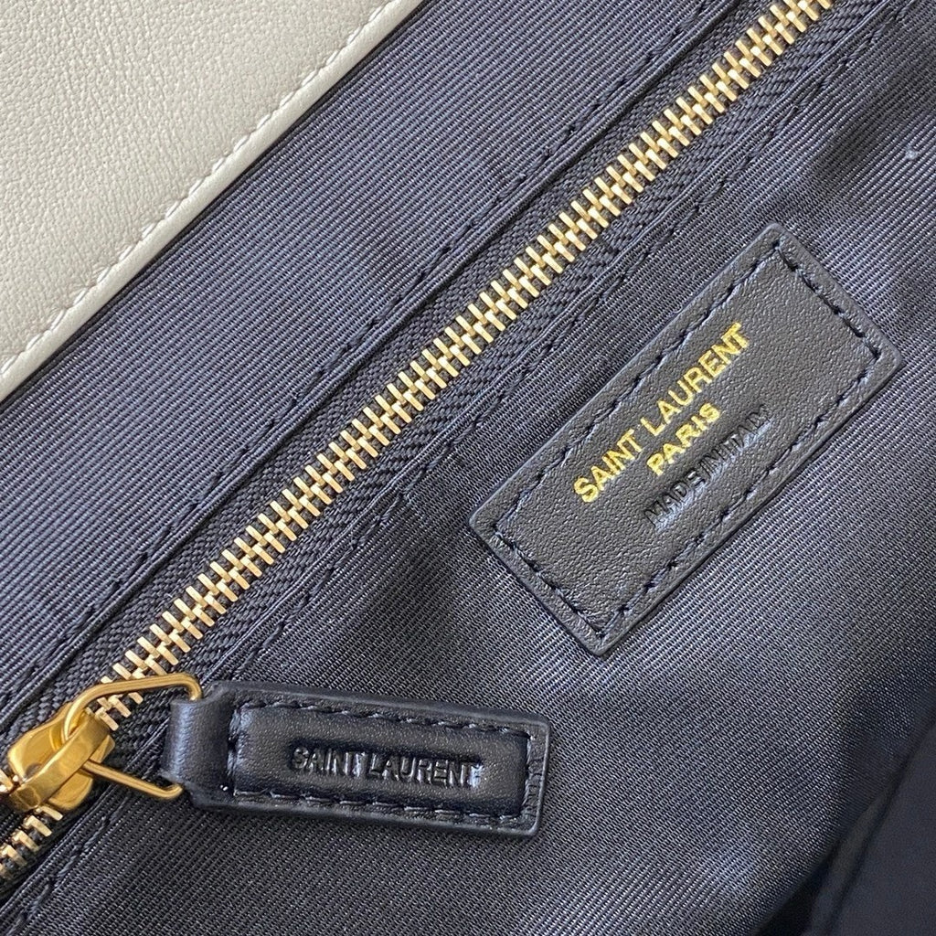 Saint Laurent Icare Maxi Tote Shopping Bag White Ferragens Douradas 58cm