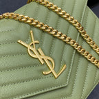 Saint Laurent Shoulder Bag Green Ferragens Douradas