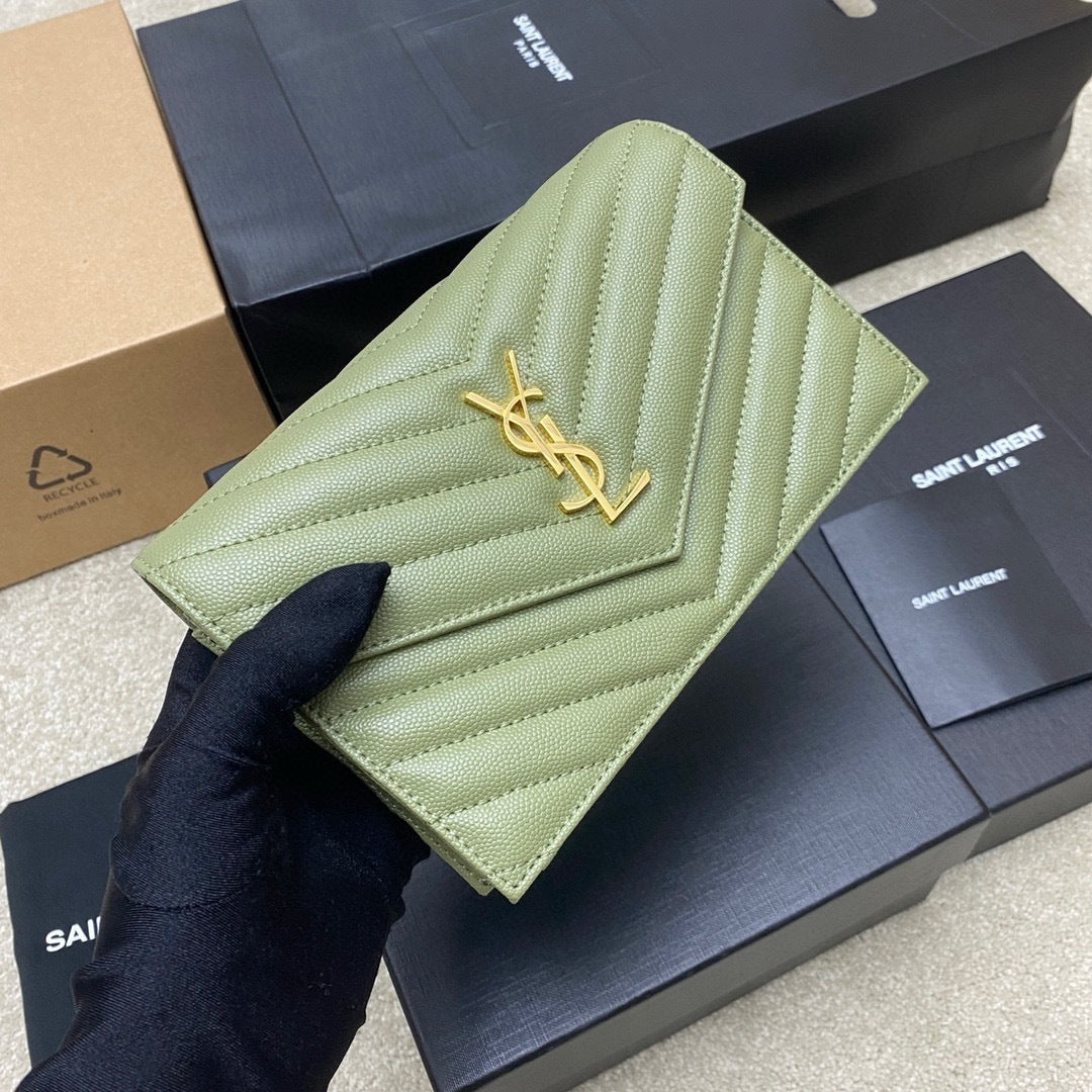 Saint Laurent Shoulder Bag Green Oliva Claro Ferragens Douradas
