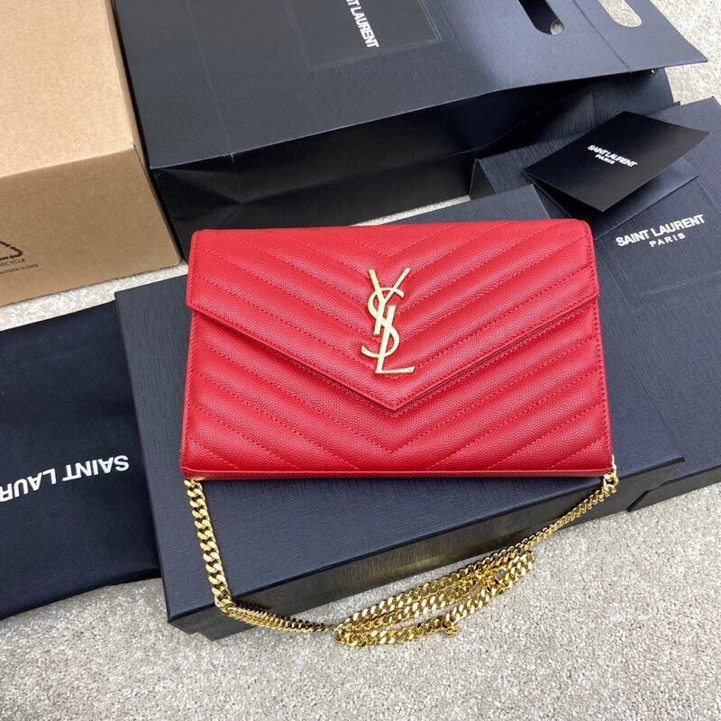 Saint Laurent Shoulder Bag red Ferragens Douradas