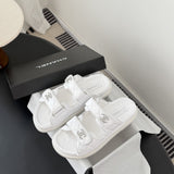 CHANEL Quilted Dad Sandal White.