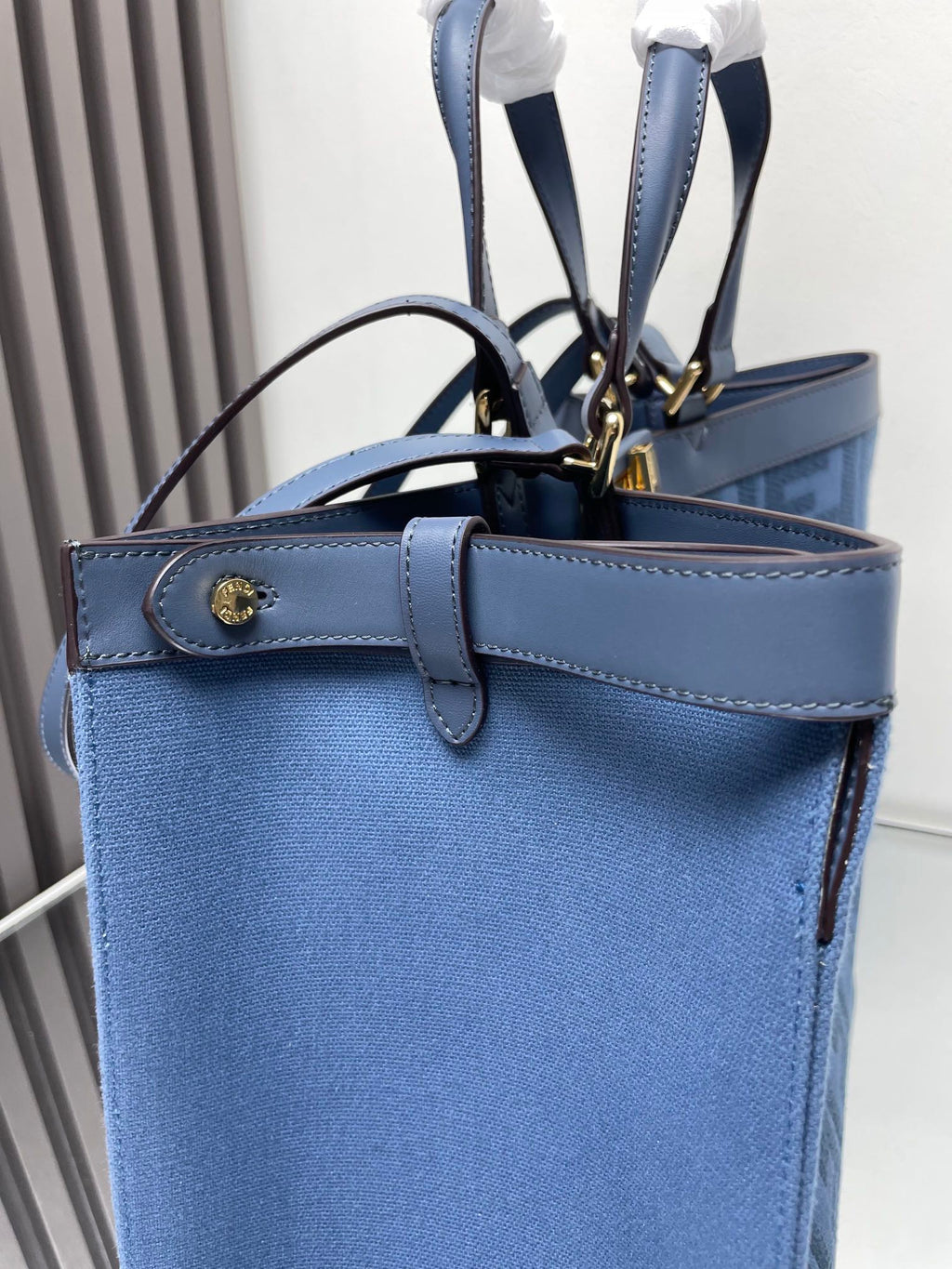 Fendi Peekaboo X-Tote Canvas Bag Azul-Marinho