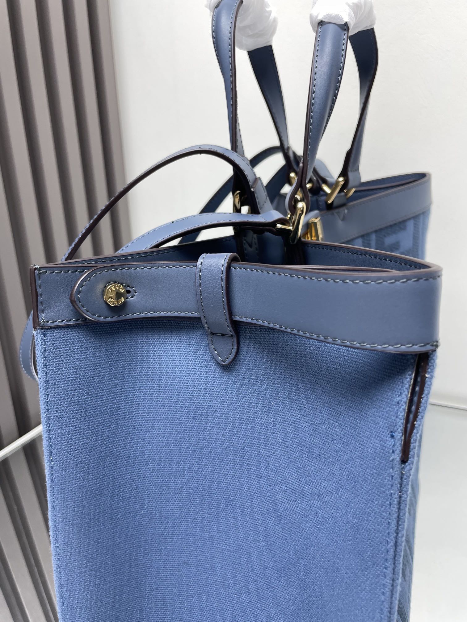 Fendi Peekaboo X-Tote Canvas Bag Azul-Marinho