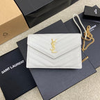 Saint Laurent Shoulder Bag White Ferragens Douradas