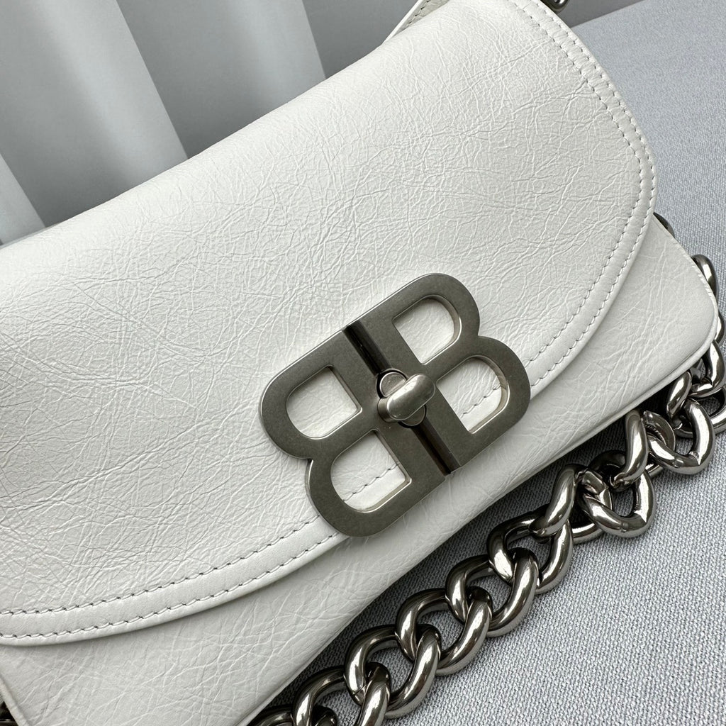 Balenciaga  Small BB Soft Flap Shoulder White