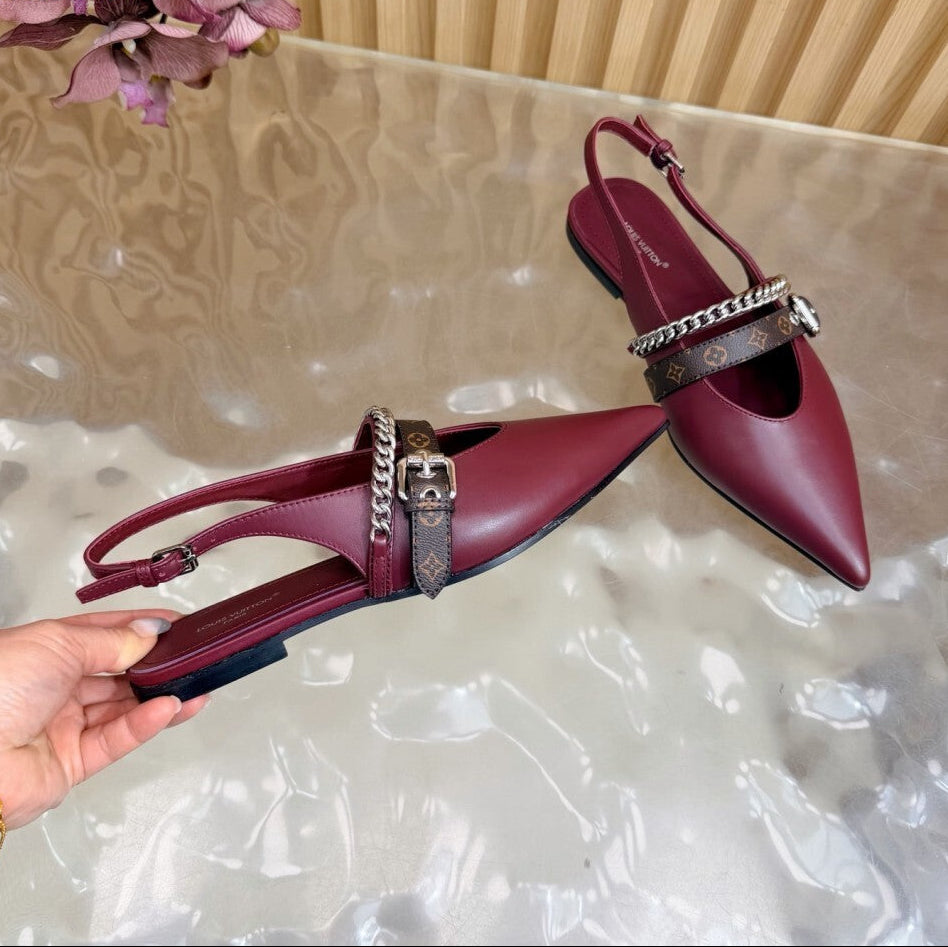 Louis Vuitton Vibe Slingback Flat Ballerina Wine