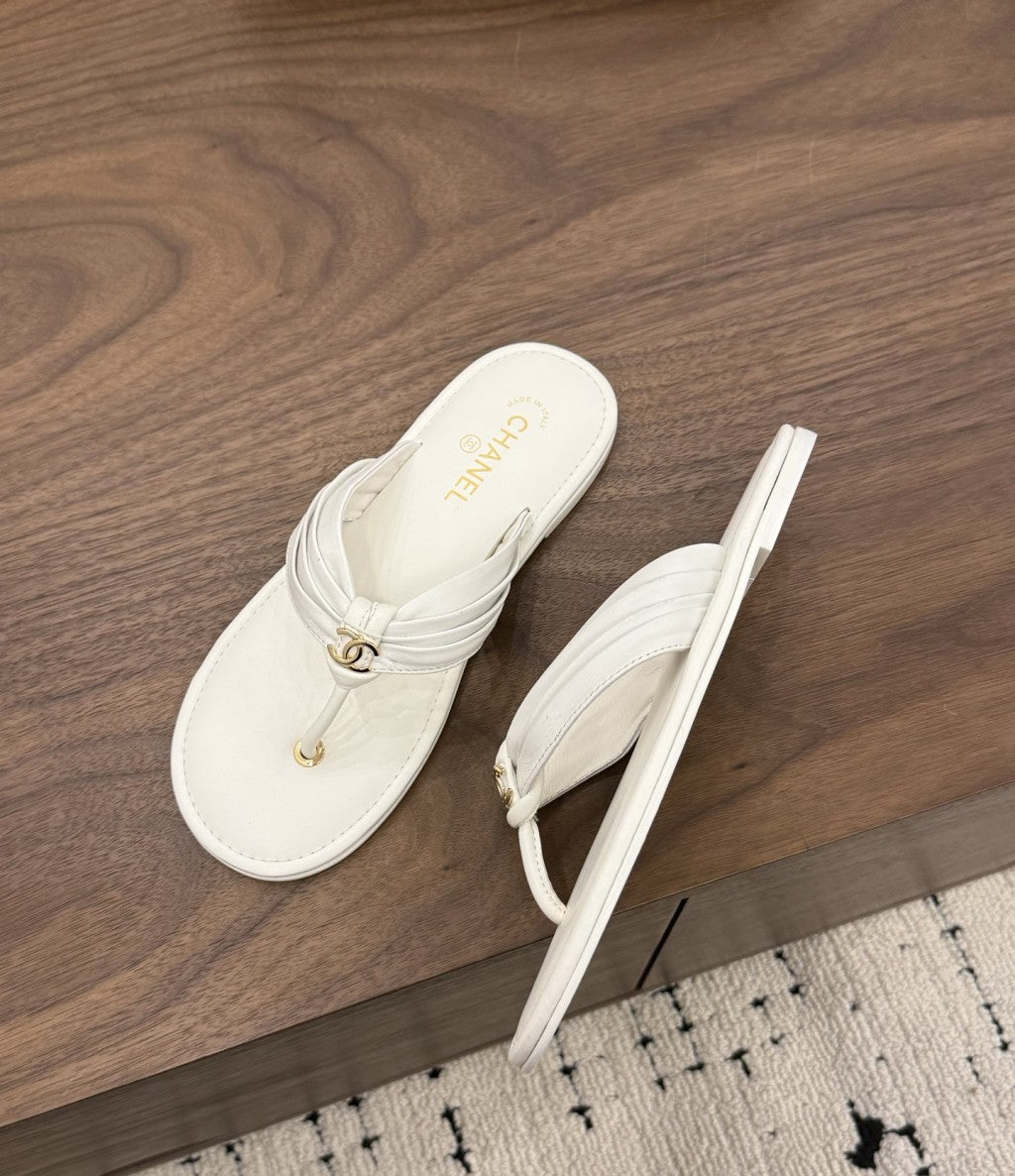 Chanel Thong Sandals White.