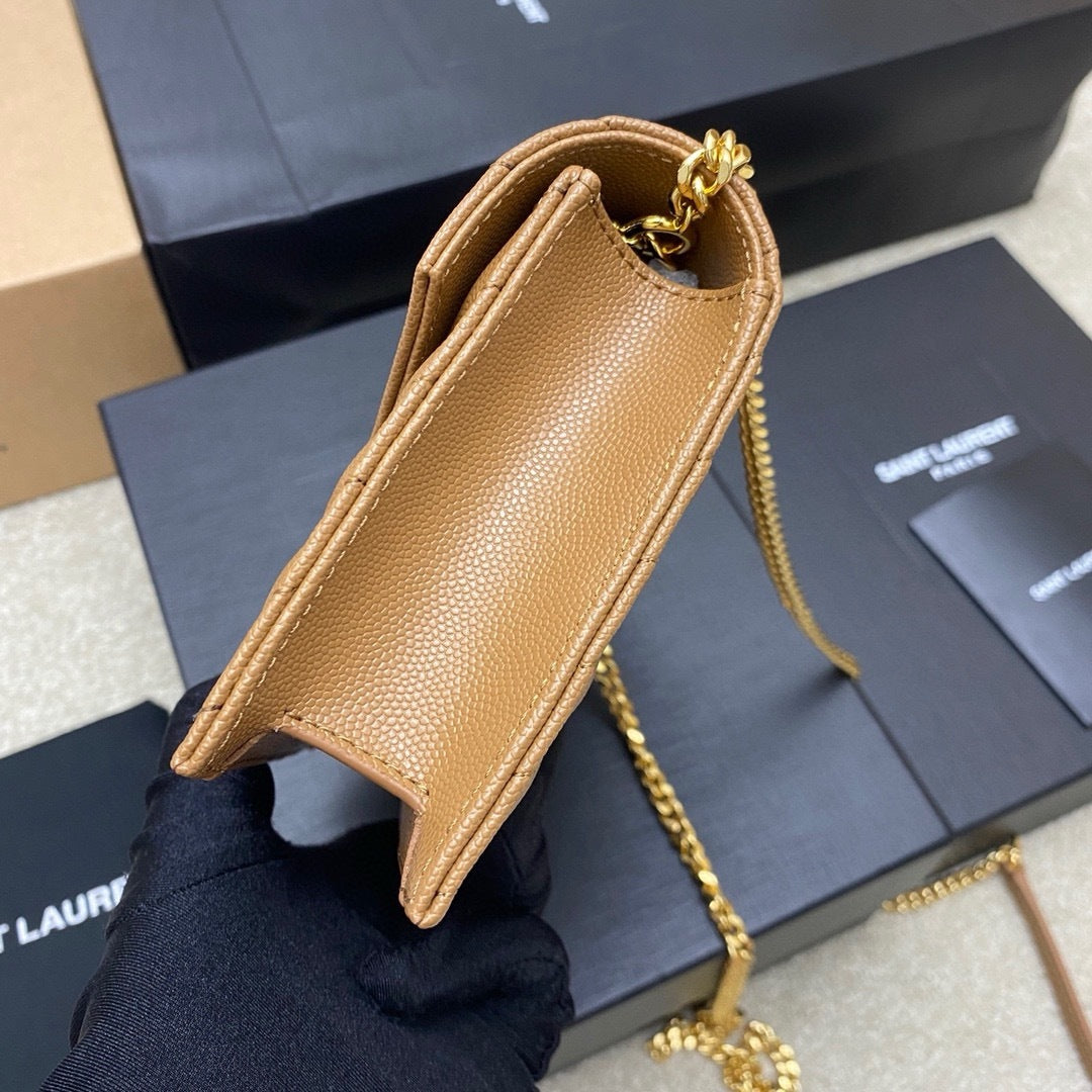 Saint Laurent Shoulder Bag Bege Camel Ferragens  Douradas