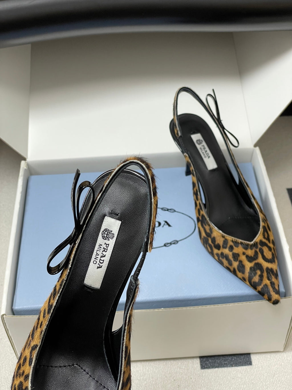 Prada Leopard-Print Pony Hair Slingback Pumps