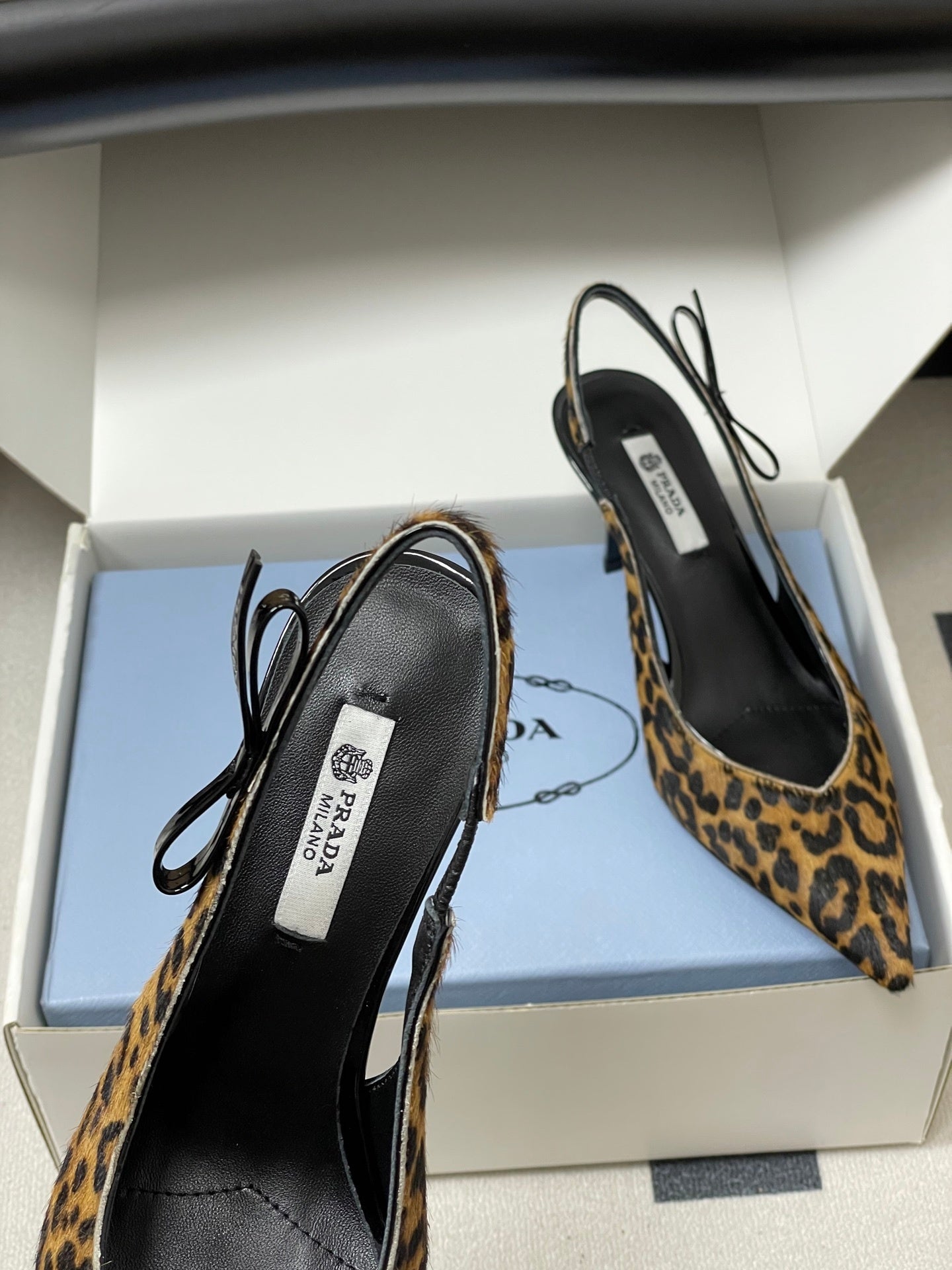 Prada Leopard-Print Pony Hair Slingback Pumps
