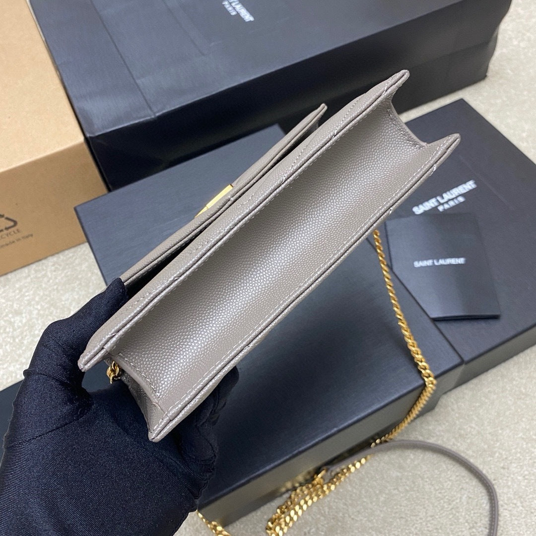 Saint Laurent Shoulder Bag gray Ferragens Douradas