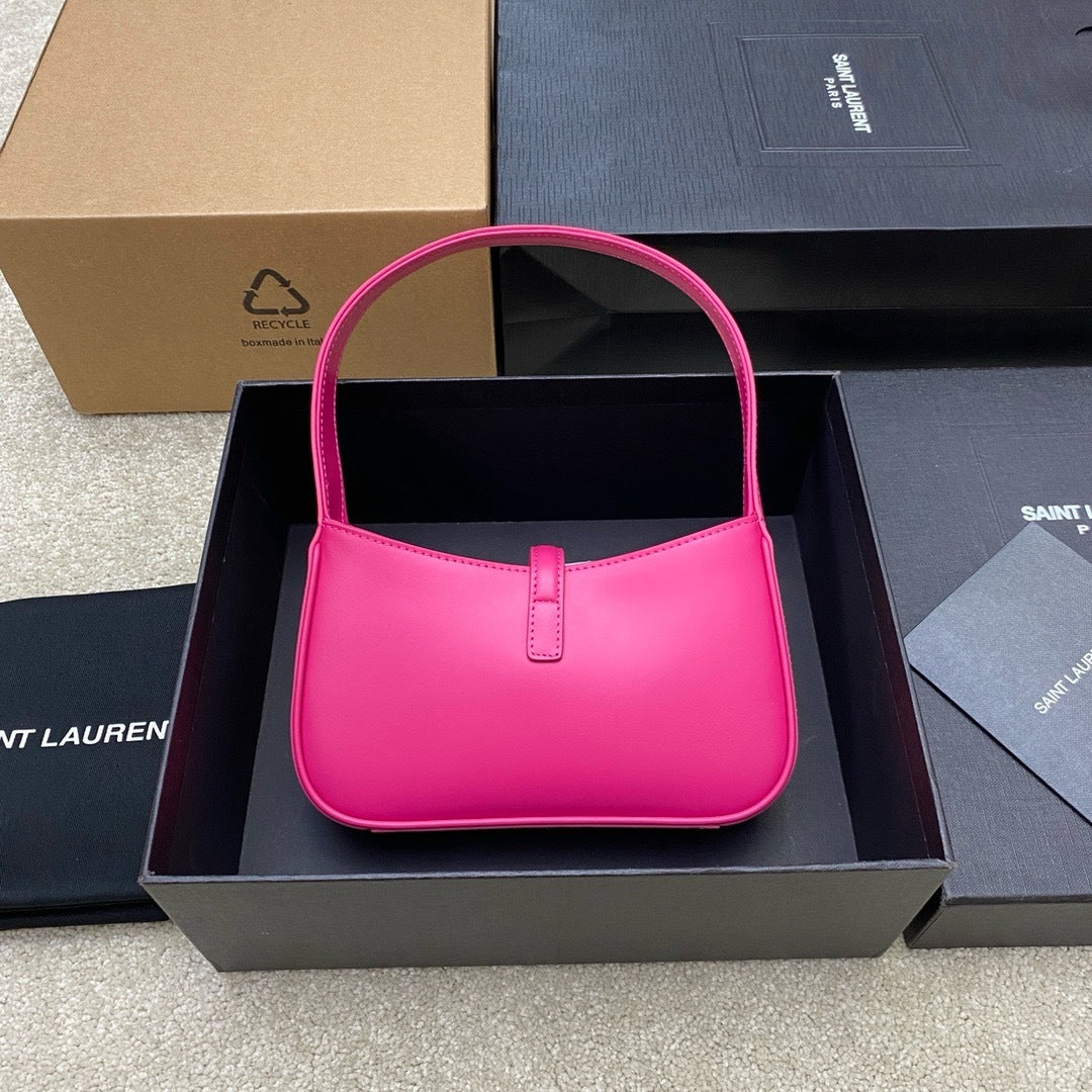 Saint Laurent Le 5 À 7 Top Handle Bag Pink Ferragens Douradas