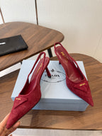Prada Scarpin Slingback Pumps Suede Rede