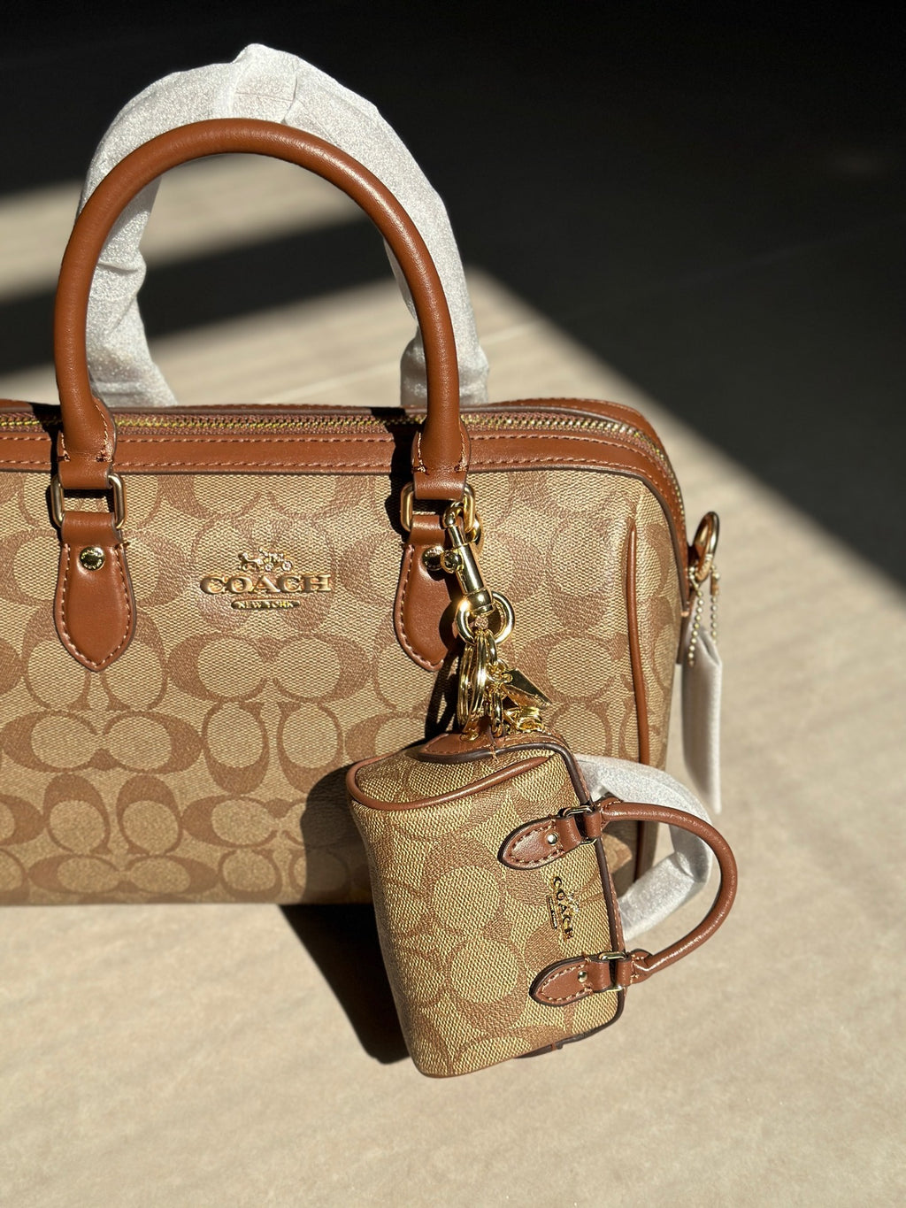 Coach Rowan Satchel Beje / Brown Signature Canvas